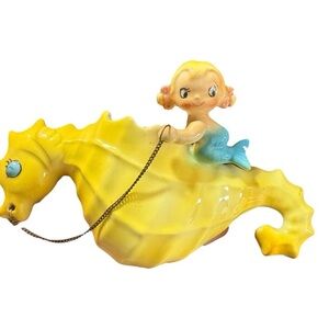 RARE Holt Howard Minnie Mermaid & Seahorse Wall Pocket Japan Ceramics 1959